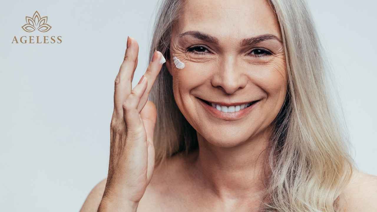 Close-up of fine lines and wrinkles forming around the eyes