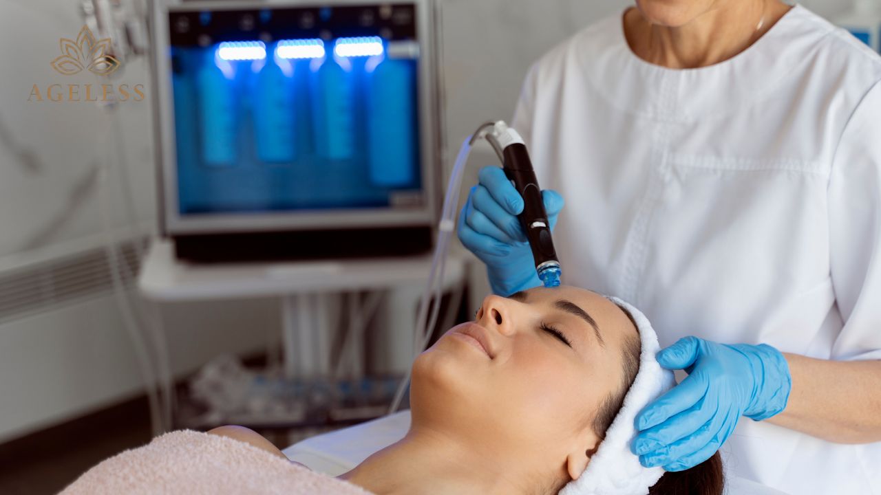 HydraFacial treatment session at Ageless Skin & Hair Clinic in Tirupati