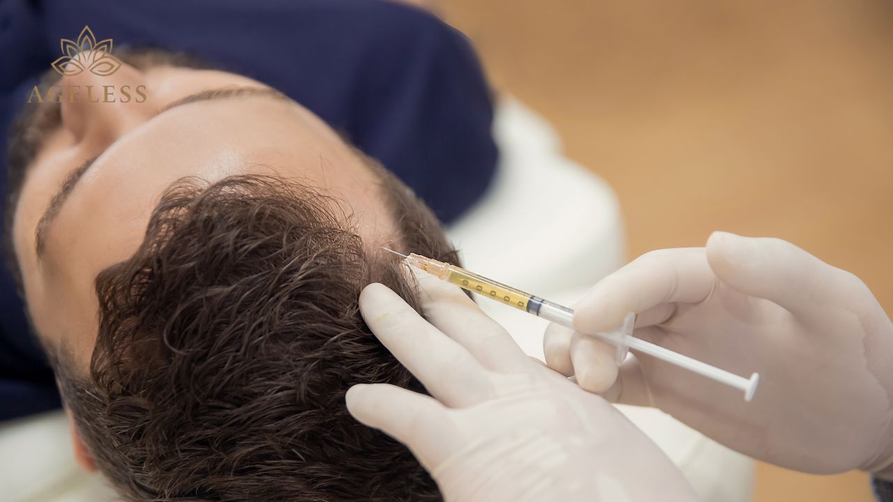 PRP hair treatment session at Ageless Skin & Hair Clinic in Tirupati